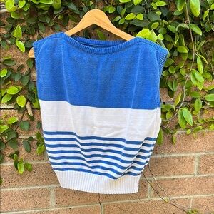 Blue and White Striped Sweater Vest
